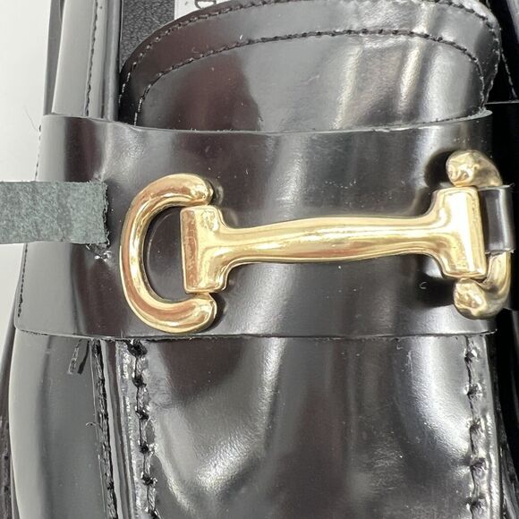 Steve Madden Lando 10 Black Patent Leather Chunky Lug Horsebit Loafers - Picture 2 of 10